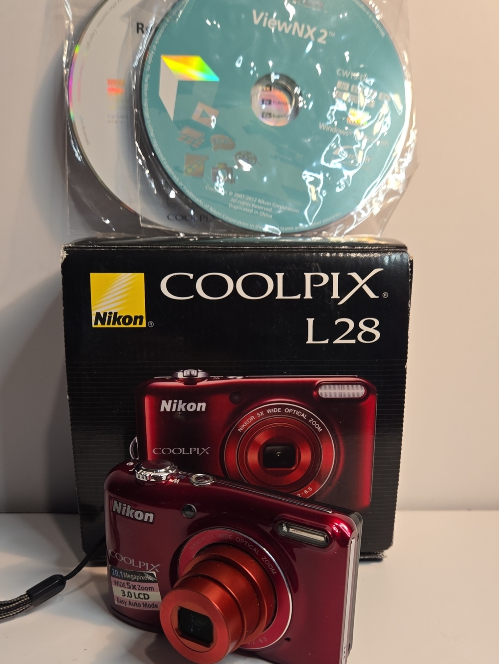 Nikon COOLPIX L28 Red Compact Digital Camera with Red Lens Accents
